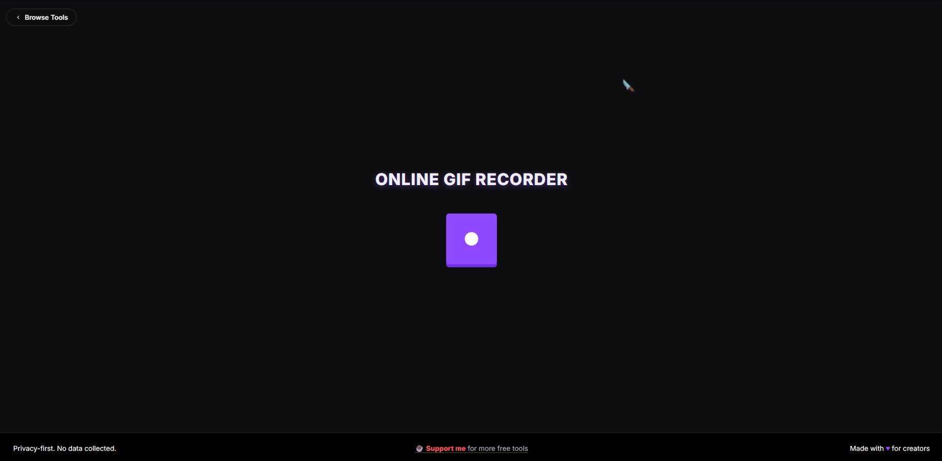 Online GIF Recorder interface showing recording options